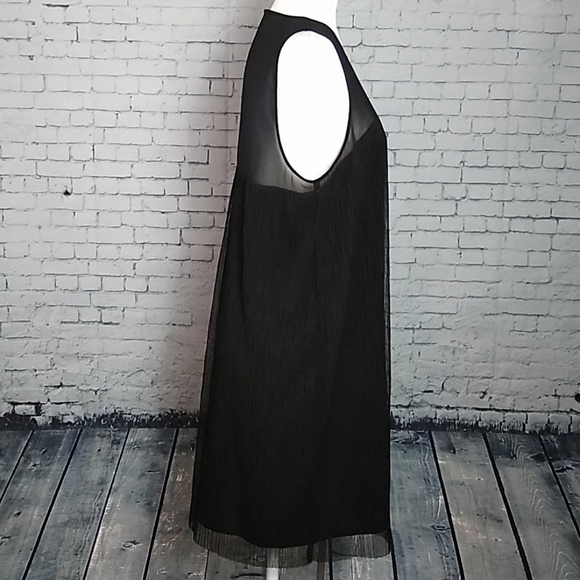 BCBGeneraton Womens SZ Medium Black Shift Dress Sleeveless Oversized Sheer Top - Picture 3 of 8